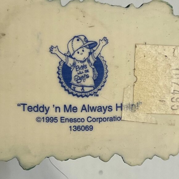 Boys Will Be Boys Teddy 'n Me Always Happy 1995 Enesco Figurine with Bear - Picture 3 of 3